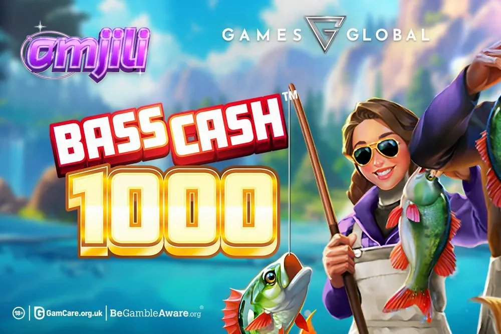 Isang makulay na visual representation ng Bass Cash 1000 slot game na may temang pangingisda.